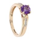 9ct Yellow Gold Created Amethyst and Diamond Shoulder Dress Ring
