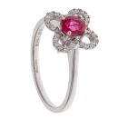 18ct White Gold 0.13ct Diamond and 0.59ct Ruby Cluster Ring