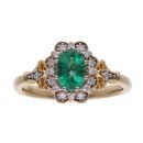 18ct Yellow Gold Emerald And Diamond Cluster Ring