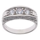 Silver Cubic Zirconia Trilogy Signet Ring
