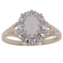 9ct Yellow Gold 0.05ct Diamond and Opal Cluster Ring