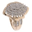9ct Yellow Gold 1.00ct Brilliant and Baguette Cut Diamond Cluster Ring