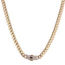 14ct Yellow Gold Monaco Classic Pave Lock Curb Chain 22"