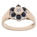 9ct Yellow Gold 0.01ct Diamond And Sapphire Cluster Ring