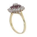 18ct Yellow Gold 0.75ct Brilliant Cut Diamond and Ruby Cluster Ring