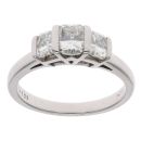 18ct White Gold 1.00ct Modified Step Cut Trilogy Ring