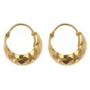 22ct Yellow Gold Faceted Basket Hoop Earrings