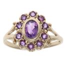 9ct Yellow Gold Amethyst Cluster Ring
