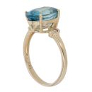 9ct Yellow Gold 0.10ct Diamond and Blue Topaz Single Stone Ring