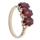 9ct Yellow Gold Garnet Three Stone Ring