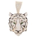 9ct Yellow Gold Cubic Zirconia and Green Gemstone Tiger Pendant