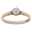 9ct Yellow Gold 0.25ct Brilliant Cut Diamond Solitaire Ring