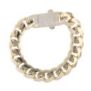 9ct Yellow Gold Cubic Zirconia Curb Bracelet 9"