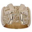 9ct Yellow Gold Patterned Double Buckle Ring