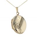 9ct Yellow Gold Oval Locket And 16" Chain