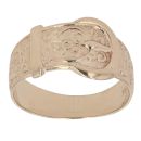 9ct Yellow Gold Patterned Buckle Ring