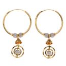 22ct Yellow and White Gold Orbit Drop Hoop Earrings