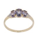 9ct Yellow Gold 0.05ct Diamond and Iolite Three Stone Ring