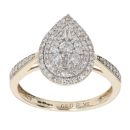 9ct Yellow Gold 0.50ct Brilliant And Baguette Cut Diamond Cluster Ring