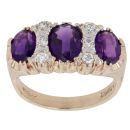 9ct Yellow Gold Cubic Zirconia and Amethyst Fancy Ring