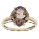 9ct Yellow Gold Smoky Quartz Single Stone Ring