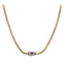 14ct Yellow Gold Monaco Cube Pave Lock Chain 24"