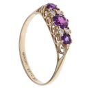 9ct Yellow Gold Cubic Zirconia and Amethyst Fancy Ring