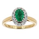 18ct Yellow Gold Emerald and Diamond Cluster Ring