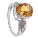 9ct White Gold Cubic Zirconia and Citrine Solitaire Ring