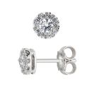 9ct White Gold 0.50ct Natural Diamond Halo Stud Earrings