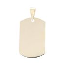 9ct Yellow Gold Plain Dog Tag Pendant