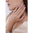 9ct White Gold 0.33ct Natural Diamond Dress Ring with Halo And Baguette Accents