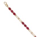 9ct Yellow Gold Ruby Hearts Bracelet 7.5"