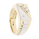 9ct Yellow And White Gold 0.02ct Diamond Dad Signet Ring