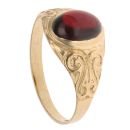 9ct Yellow Gold Patterned Garnet Signet Ring