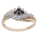 9ct Yellow Gold Sapphire and Cubic Zirconia Cluster Ring