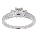 18ct White Gold 0.25ct Baguette and Brilliant Cut Diamond Fancy Ring