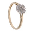 9ct Yellow Gold 0.10ct Brilliant Cut Diamond Cluster Ring