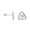Silver Cubic Zirconia Triangle Stud Earrings by Icesia