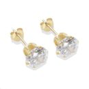 9ct Yellow Gold White Cubic Zirconia Stud Earrings 7mm