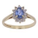 18ct Yellow Gold 0.20ct Brilliant Cut Diamond and Sapphire Cluster Ring