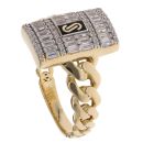 14ct Yellow Gold Monaco Classic Baguette Mixed Link Signet Ring