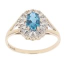 9ct Yellow Gold 0.05ct Diamond And Blue Topaz Cluster Ring