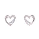 Silver Cubic Zirconia Heart Stud Earrings by Icesia