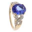 18ct Yellow Gold 0.10ct Diamond and Tanzanite Single Stone Ring