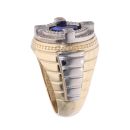 14ct Yellow And White Gold Gents Stone Set Signet Ring