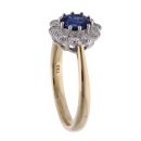 18ct Yellow And White Gold Sapphire And Diamond Cluster Ring