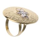 14ct Yellow and White Gold Flower Textured Fancy Ring