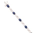 9ct White Gold 0.06ct Diamond And Created Sapphire Bracelet 7"