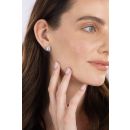 Silver Platinum Plated Sky Blue Topaz Cushion Diamond Halo Stud Earrings